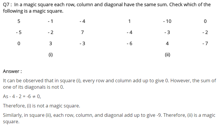 NCERT Solutions for Class 7 Maths Chapter 1 पूर्णांक Ex 1.1 Q7